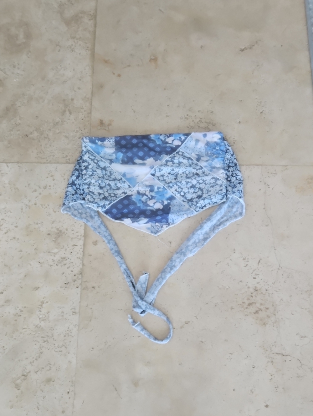 Blue Floral Bandana-Style Top